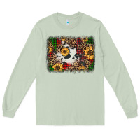 Matcha distressed christmas sunflowers leopard cowhide background Long Sleeve Tee - Jasminsmagicworld