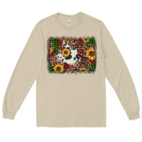 Mushroom distressed christmas sunflowers leopard cowhide background Long Sleeve Tee - Jasminsmagicworld