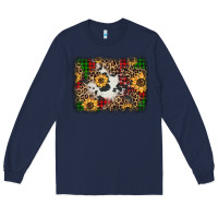 Navy distressed christmas sunflowers leopard cowhide background Long Sleeve Tee - Jasminsmagicworld