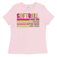 Bubblegum Pink retro softball png Ladies Tee - JahusDesignShop