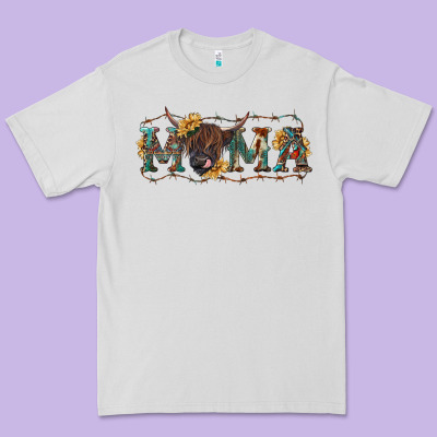 Western Mama With Highland Cow Premium Tee Designed By Ranaportraitstore