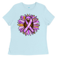 Baby Blue Cancer Awareness Sunflower Ladies Tee - RanaPortraitStore