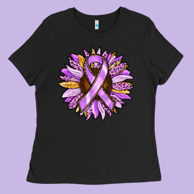 Ladies Tee Cancer Awareness Sunflower