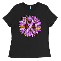 Black Cancer Awareness Sunflower Ladies Tee - RanaPortraitStore