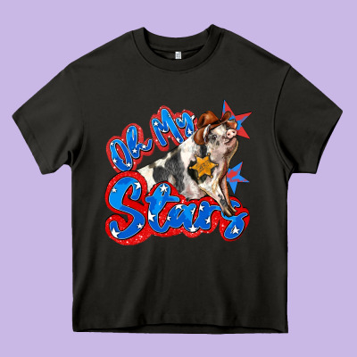 Oh My Stars Pig Heavy Core Tee Designed By Zillion Design Studio