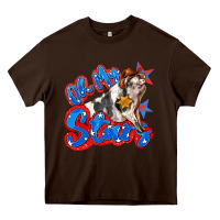 Chocolate Brown oh my stars pig Heavy Core Tee - Zillion Design Studio