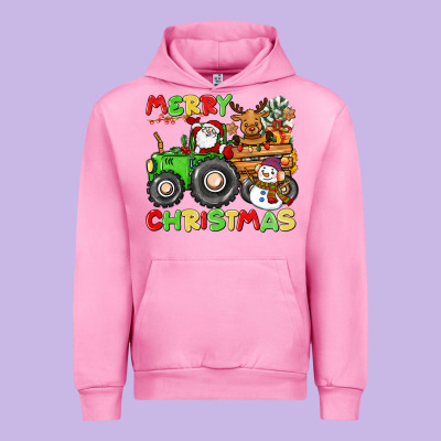 Merry Christmas Crew Tractor Urban Hoodie Designed By Cowgirlartshop