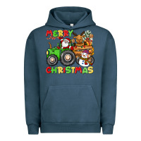 Pigment Midnight Navy merry christmas crew tractor Urban Hoodie - CowGirlArtShop