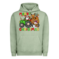 Pigment Oil Green merry christmas crew tractor Urban Hoodie - CowGirlArtShop