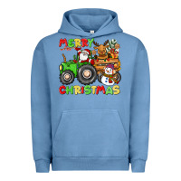 Pigment Pebble Blue merry christmas crew tractor Urban Hoodie - CowGirlArtShop
