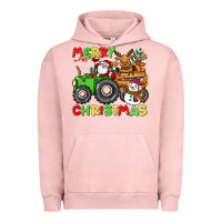 Pigment Salmon merry christmas crew tractor Urban Hoodie - CowGirlArtShop
