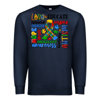 Navy autism awareness typography Premium Sweatshirt - Artiststas