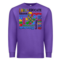Purple autism awareness typography Premium Sweatshirt - Artiststas