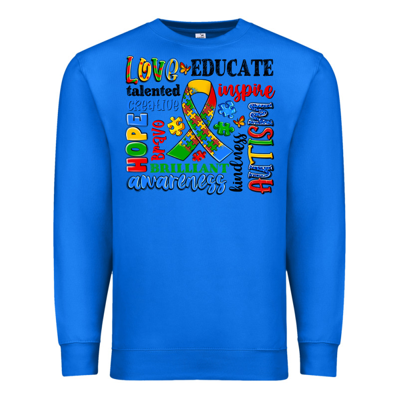 Autism Awareness Typography Premium Sweatshirt by Artiststas | Teevron