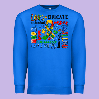 Autism Awareness Typography Premium Sweatshirt Designed By Artiststas