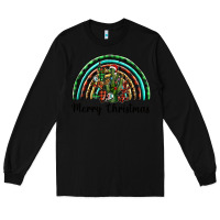 Black merry christmas cactus rainbow Long Sleeve Tee - BarkalooDesign