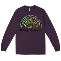 Plum merry christmas cactus rainbow Long Sleeve Tee - BarkalooDesign