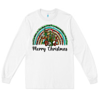 White merry christmas cactus rainbow Long Sleeve Tee - BarkalooDesign