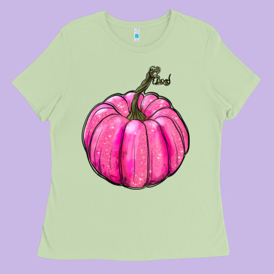 Ladies Tee Breast Cancer Awareness Pink Pumpkin
