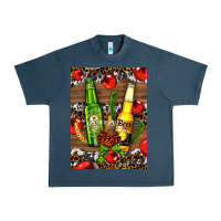 Midnight Navy beer bottles with wheat and barley Urban Heavy Tee - AdoDesignShop