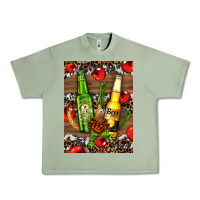 Oil Green beer bottles with wheat and barley Urban Heavy Tee - AdoDesignShop
