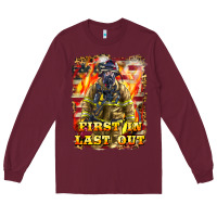 Burgundy First In last Out Firefighter Long Sleeve Tee - LillyAllenDesigns