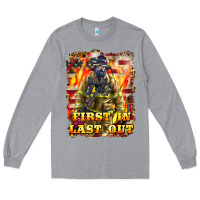 Heather Grey First In last Out Firefighter Long Sleeve Tee - LillyAllenDesigns
