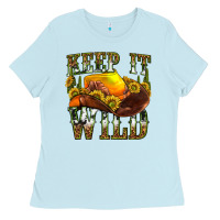 Baby Blue keep it wild western Ladies Tee - texasbilliewilder