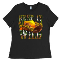 Black keep it wild western Ladies Tee - texasbilliewilder