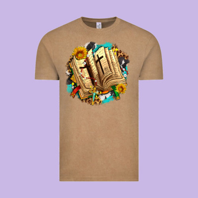 Cross With Bible And Sunflowers Vintage Tee Designed By Adodesignshop