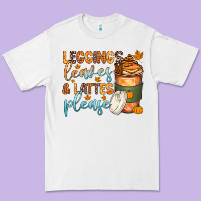 Leggins Leaves And Lattes Premium Tee Designed By Zillion Design Studio
