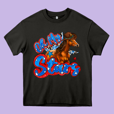 Oh My Stars Horse Heavy Core Tee Designed By Zillion Design Studio