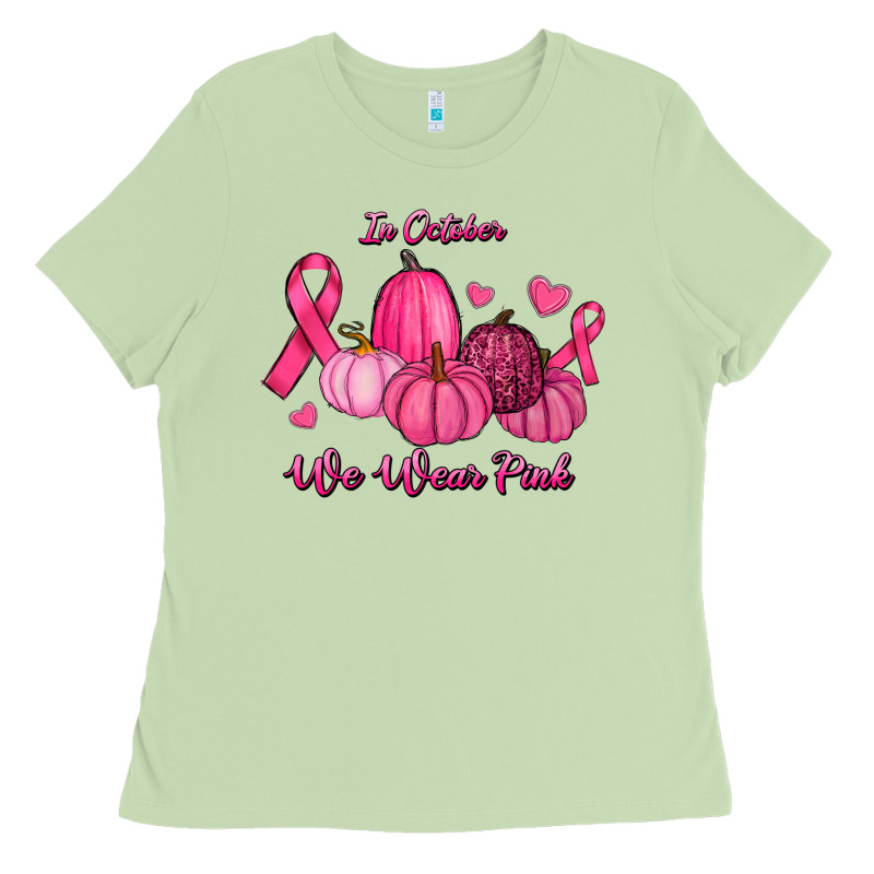 In October We Wear Pink Pumpkins Ladies Tee by RanaPortraitStore | Teevron