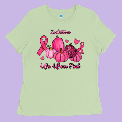Ladies Tee In October We Wear Pink Pumpkins