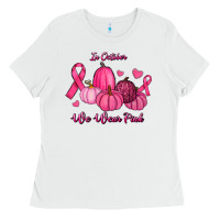 White In October We Wear Pink Pumpkins Ladies Tee - RanaPortraitStore