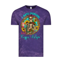Cloud Purple i hate everyone but coffee helps western skeleton coffee sunflowers Vintage Tee - Artiststas