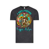 Vintage Black i hate everyone but coffee helps western skeleton coffee sunflowers Vintage Tee - Artiststas
