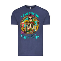 Vintage Denim i hate everyone but coffee helps western skeleton coffee sunflowers Vintage Tee - Artiststas