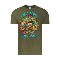 Vintage Olive i hate everyone but coffee helps western skeleton coffee sunflowers Vintage Tee - Artiststas