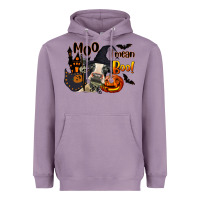Lavender Moo I Mean Boo Holstein Cow Heavyweight Hoodie - LillyAllenDesigns
