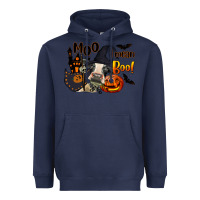 Navy Moo I Mean Boo Holstein Cow Heavyweight Hoodie - LillyAllenDesigns