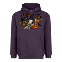Plum Moo I Mean Boo Holstein Cow Heavyweight Hoodie - LillyAllenDesigns