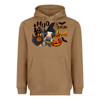 Toasted Coconut Moo I Mean Boo Holstein Cow Heavyweight Hoodie - LillyAllenDesigns