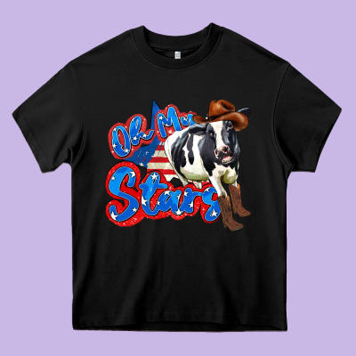 Oh My Stars Cow Heavy Core Tee Designed By Zillion Design Studio
