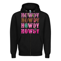 Black pink howdy howdy howdy Zipper Hoodie - NancyCooperArtShop