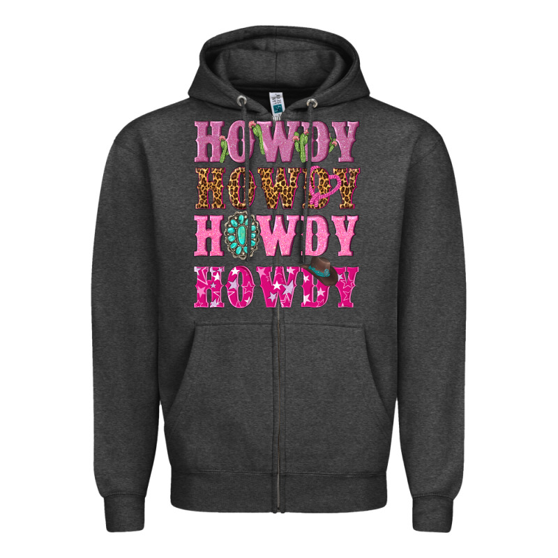 Pink Howdy Howdy Howdy Zipper Hoodie by NancyCooperArtShop | Teevron