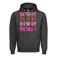 Charcoal Heather pink howdy howdy howdy Zipper Hoodie - NancyCooperArtShop