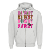 Dove Grey pink howdy howdy howdy Zipper Hoodie - NancyCooperArtShop