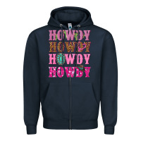 Navy pink howdy howdy howdy Zipper Hoodie - NancyCooperArtShop