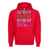 Red pink howdy howdy howdy Zipper Hoodie - NancyCooperArtShop